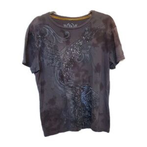 VINTAGE Y2K TOXIC HAZARD L McBling Grunge Phoenix Tattoo Style Punk Tee Shirt